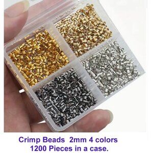 Crimp Tube Beads  -  Box with 4 Colors - 1200pcs 2mm